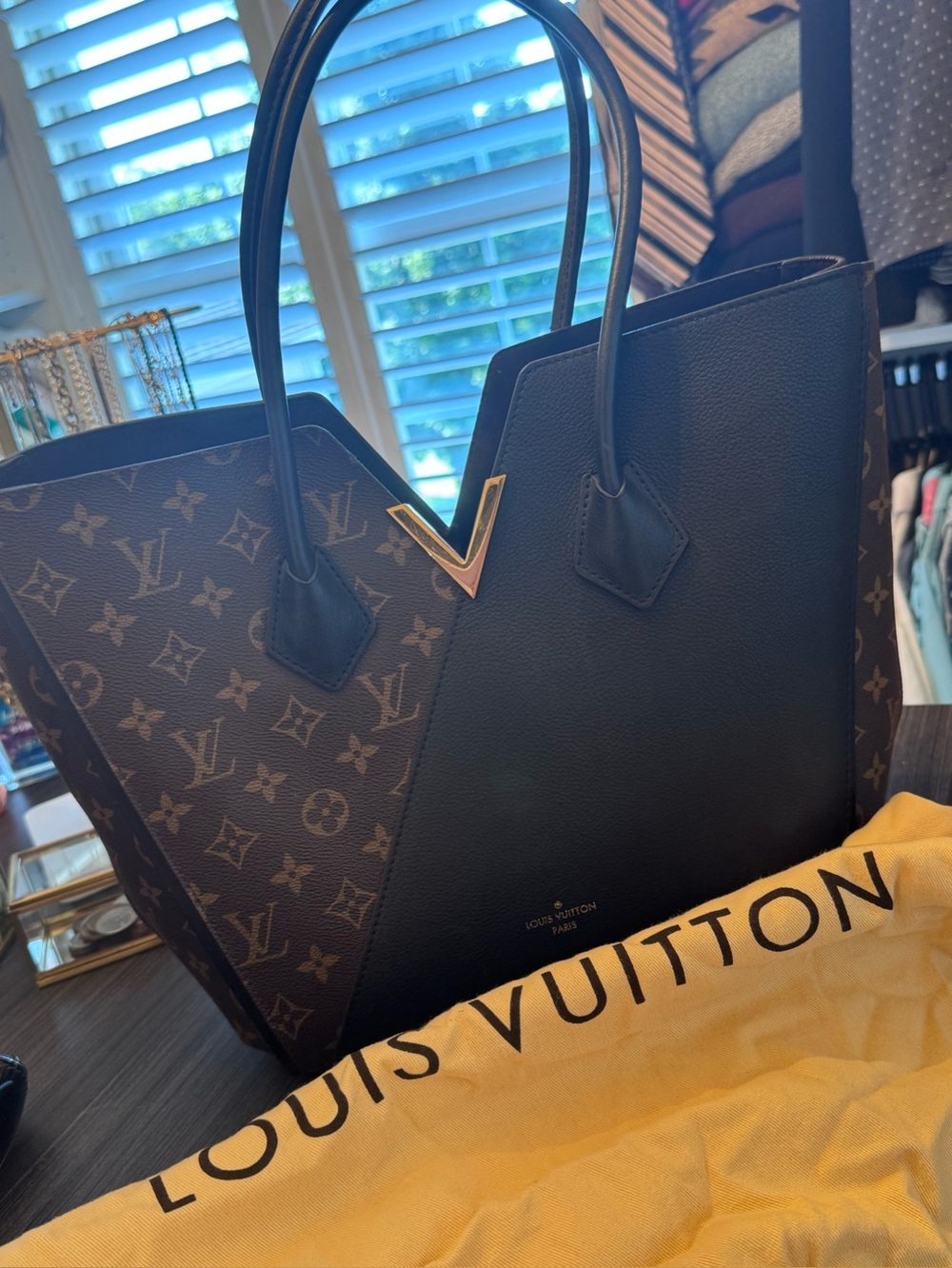 Louis Vuitton Black and Brown Monogram V-Tote